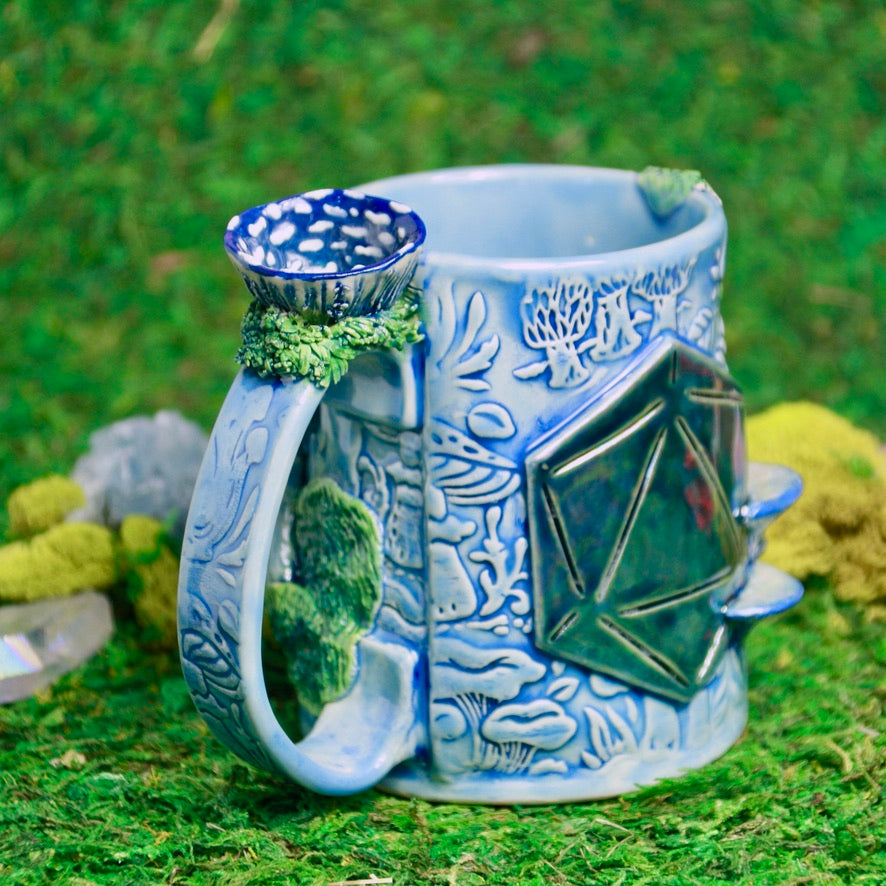 Blue Mushroom Dice Mug