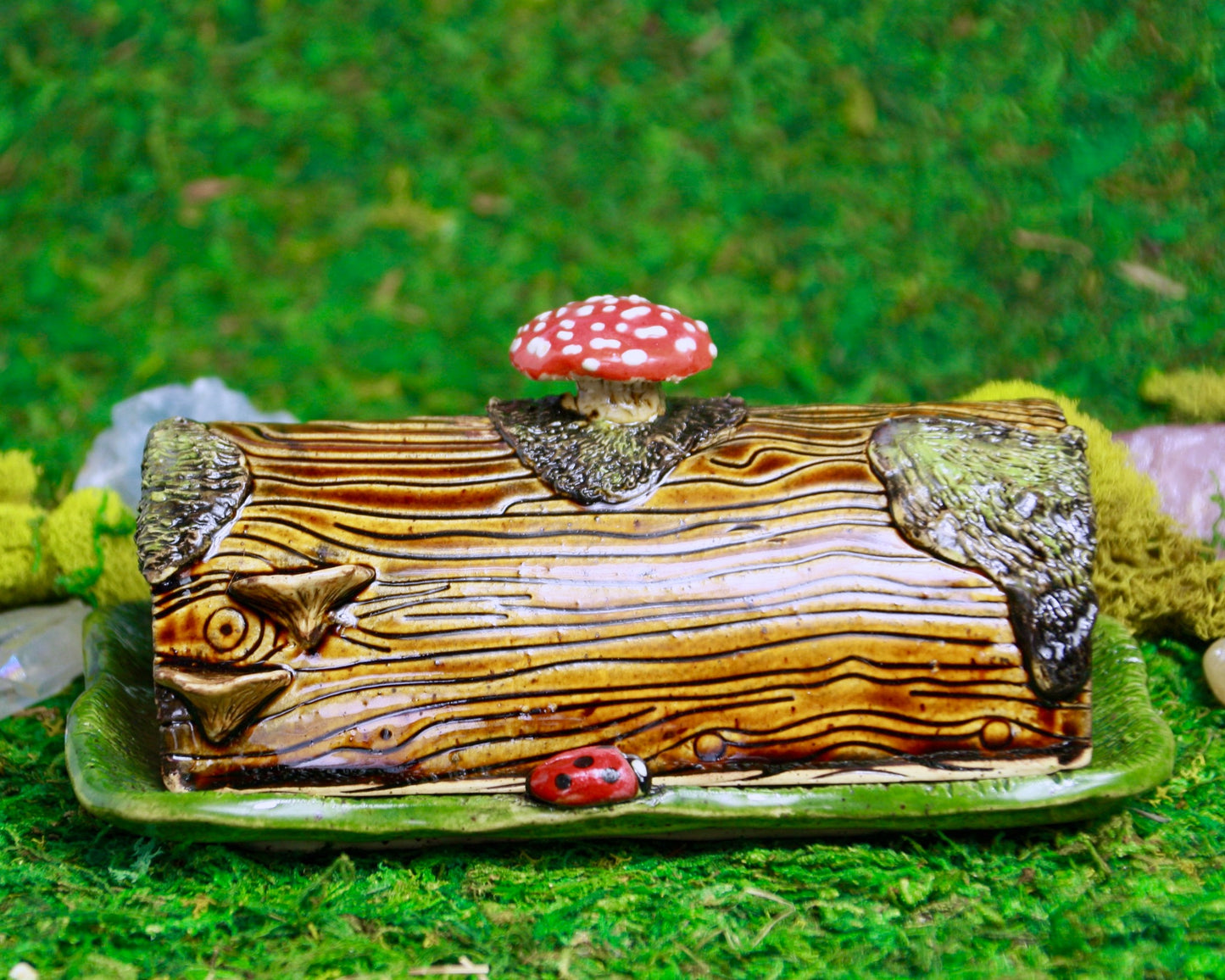 Mossy Log Butter Dish