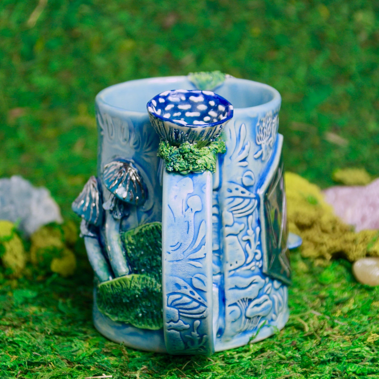 Blue Mushroom Dice Mug
