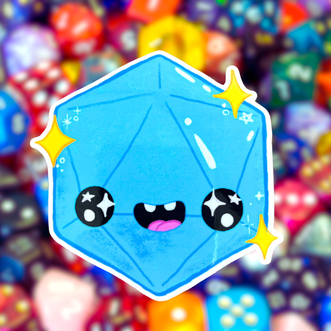 Excited D20 Vinyl Sticker