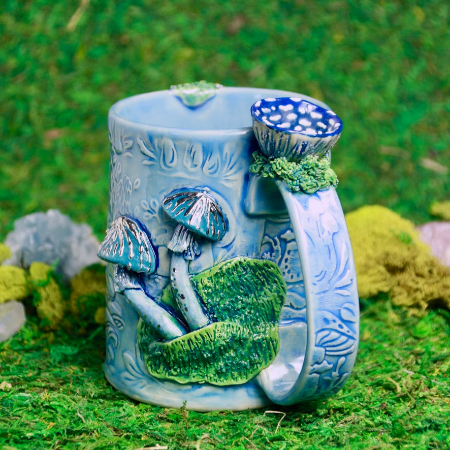 Blue Mushroom Dice Mug