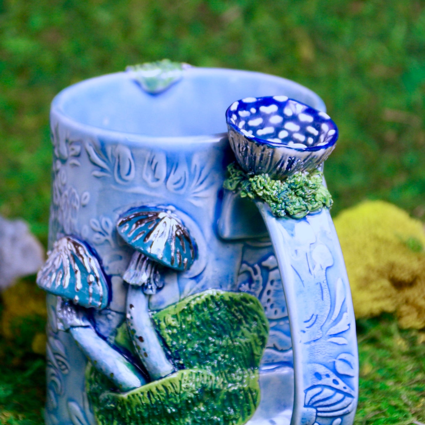 Blue Mushroom Dice Mug