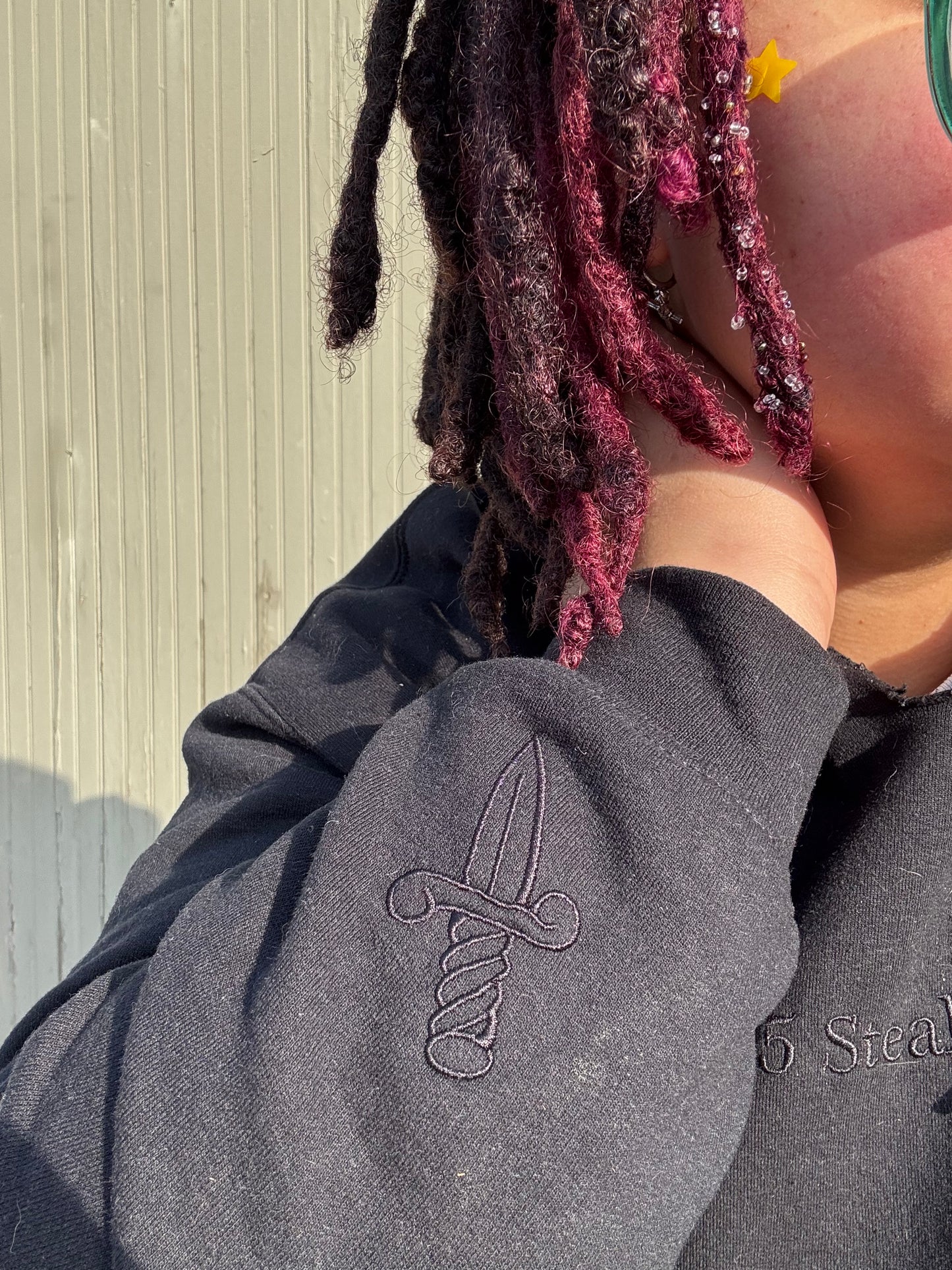 +5 Stealth Zip up Hoodie | Black on Black embroidery