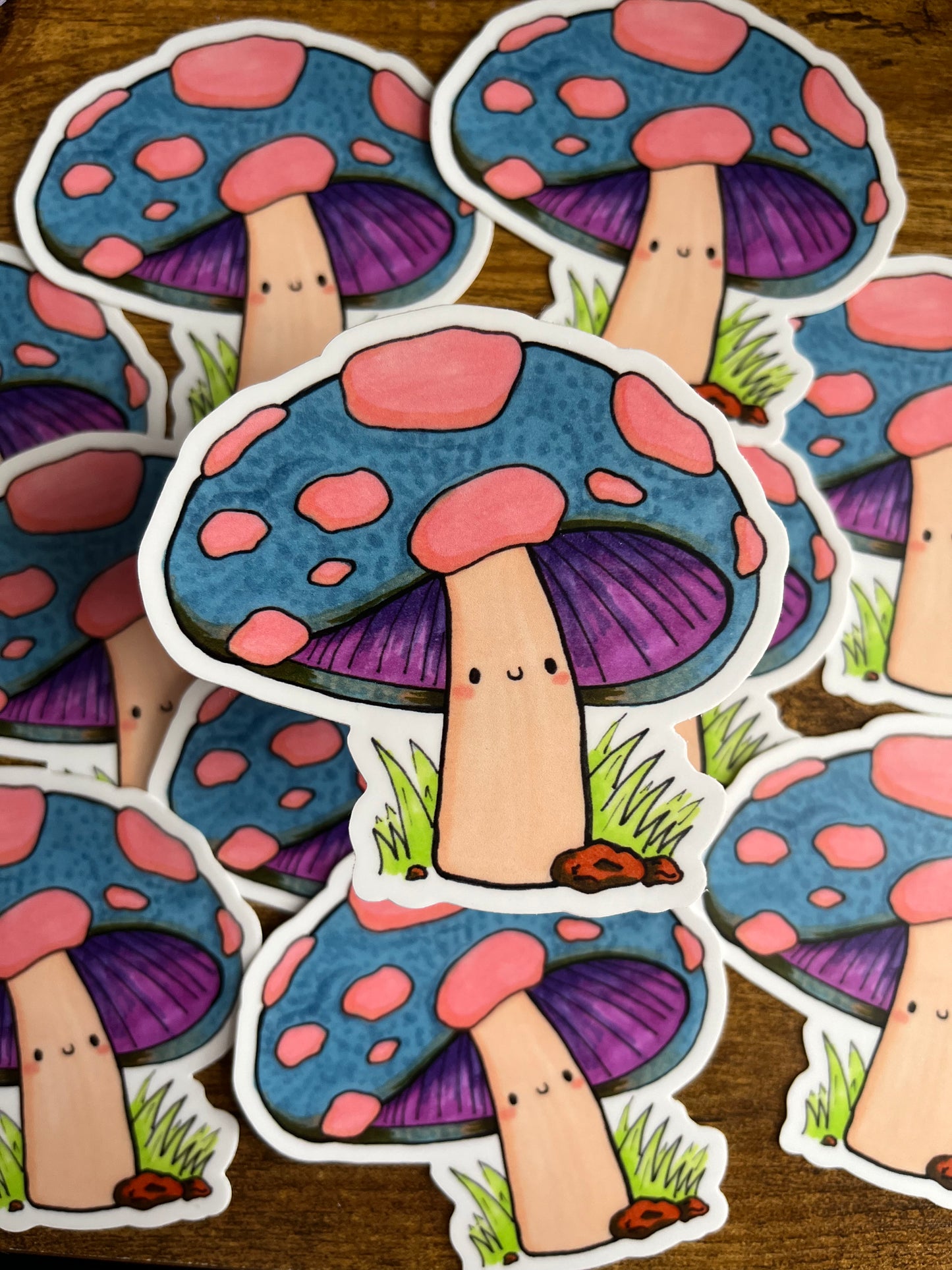 Blue mushroom Matte Vinyl Sticker