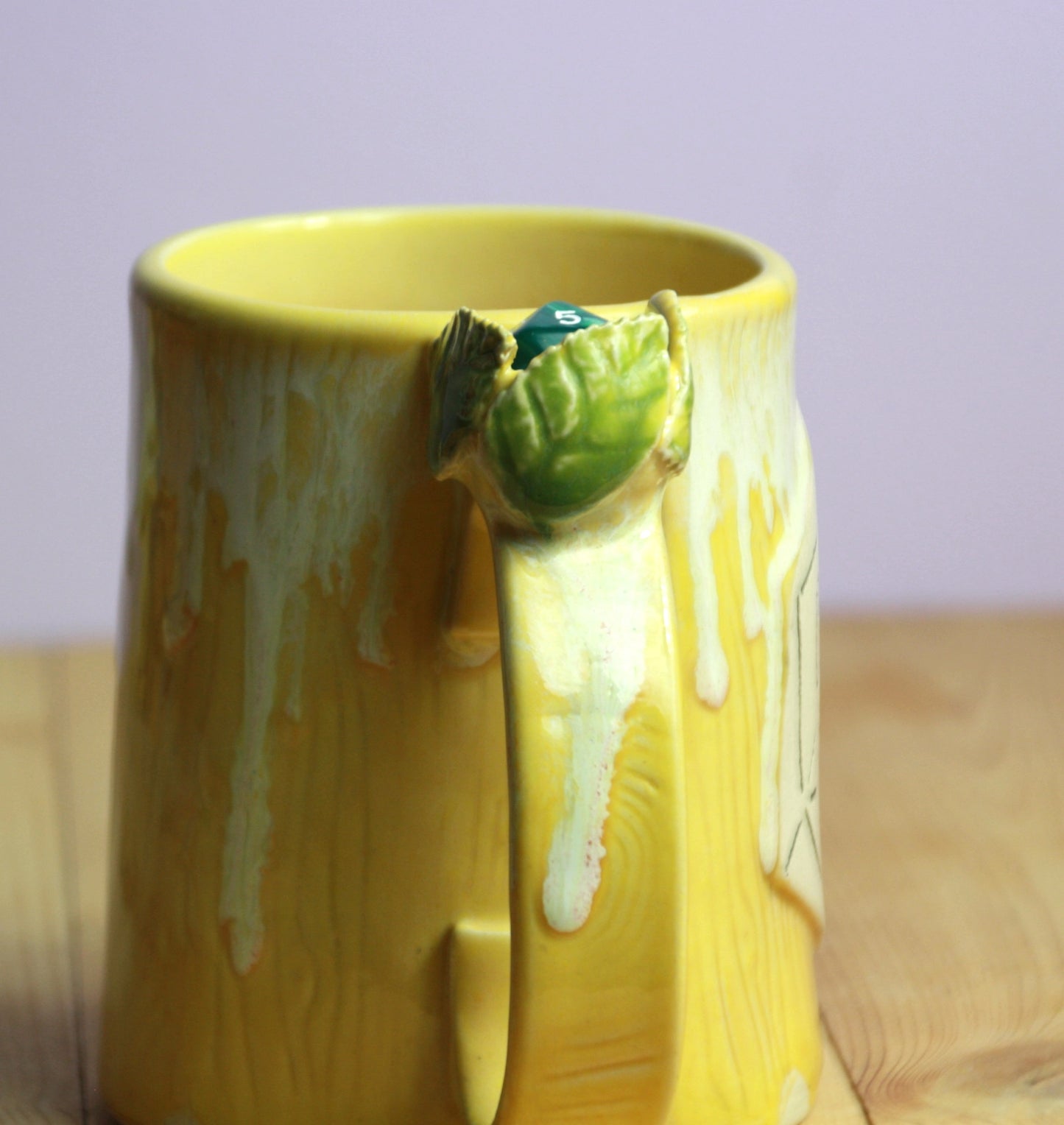 Yellow Chaotic Good Dice Fidget Mug