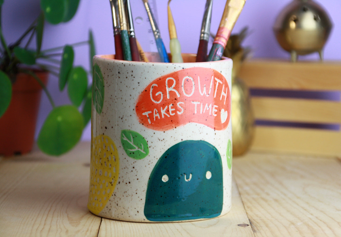 Growth Takes Time Utensil Pot / Plant Cover