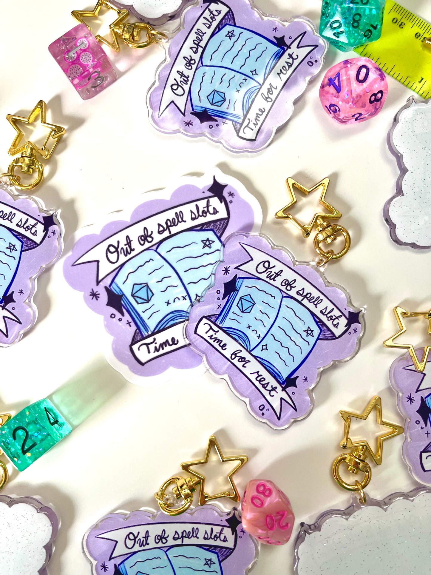Out of Spell Slots Glitter Acrylic Keychain