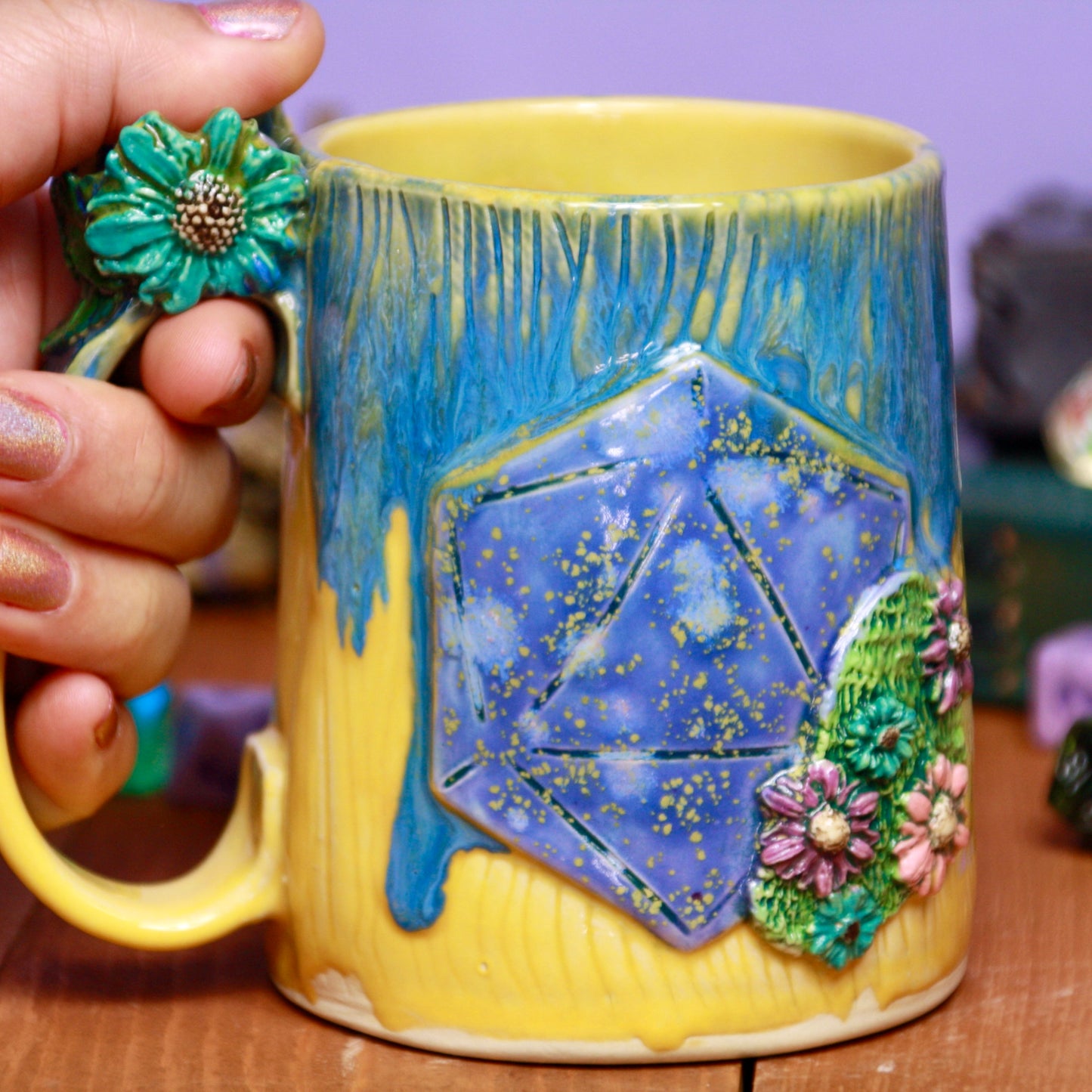 Whimsy Flower Dice Mug