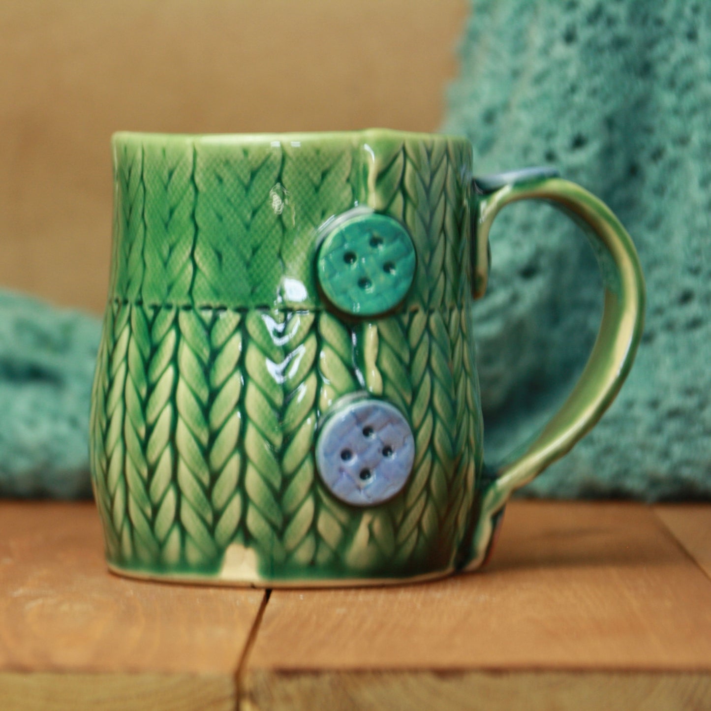 Blue and green Knit Mug