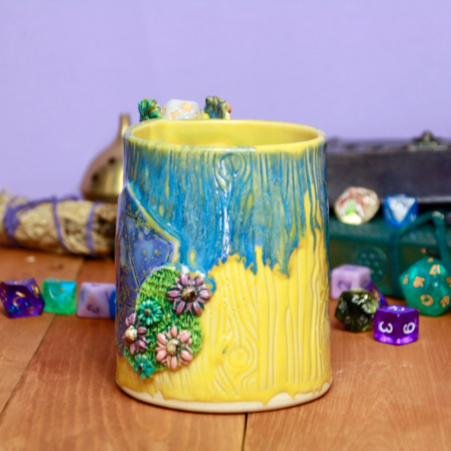 Whimsy Flower Dice Mug