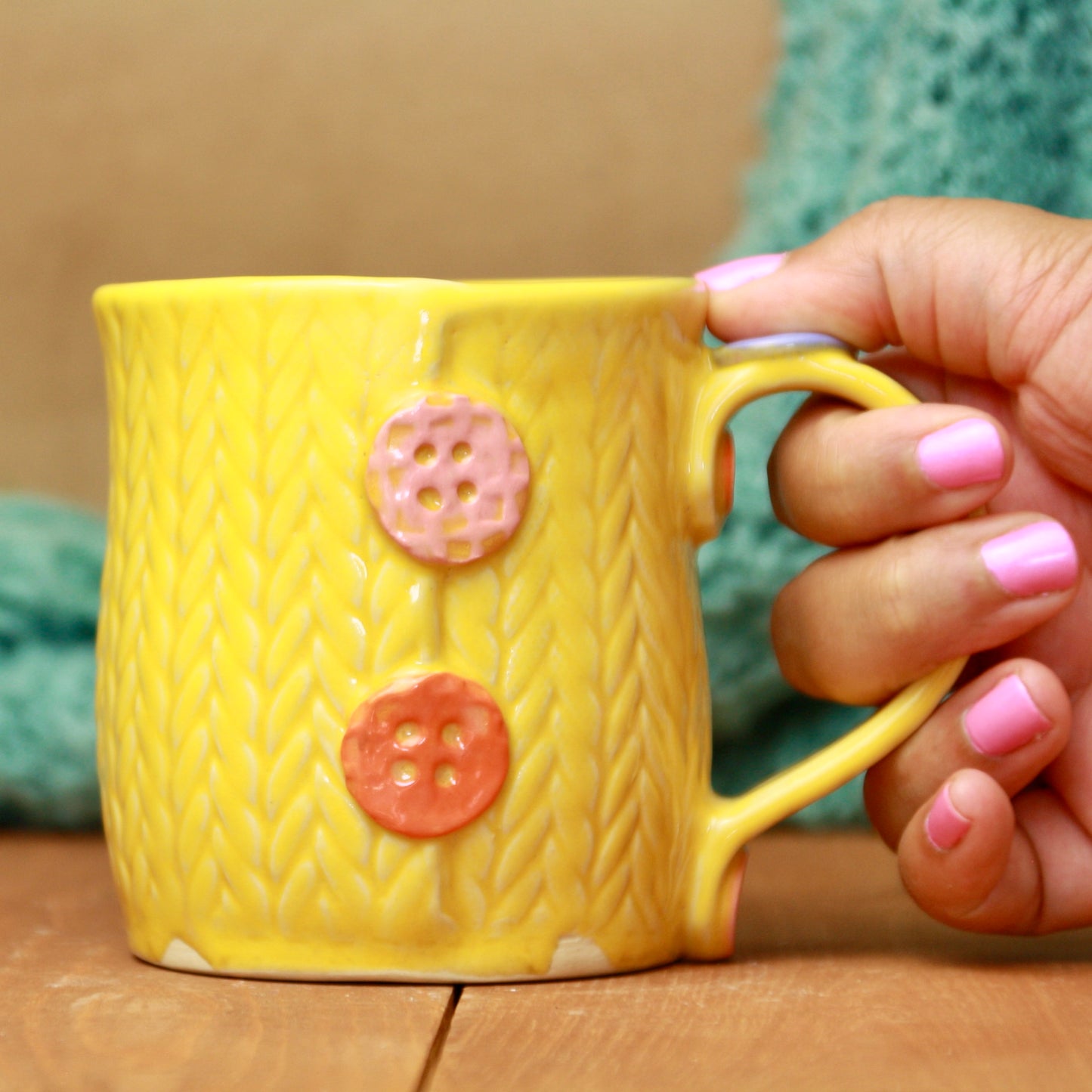 Yellow Knit Mug