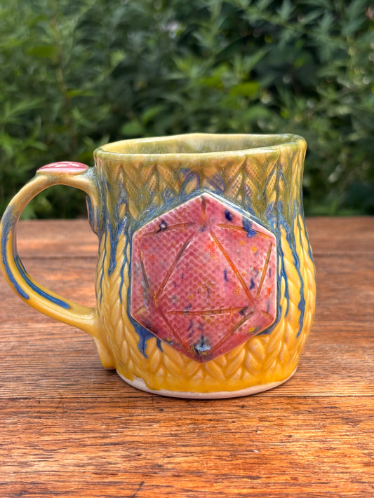 Yellow Knit Dice Mug