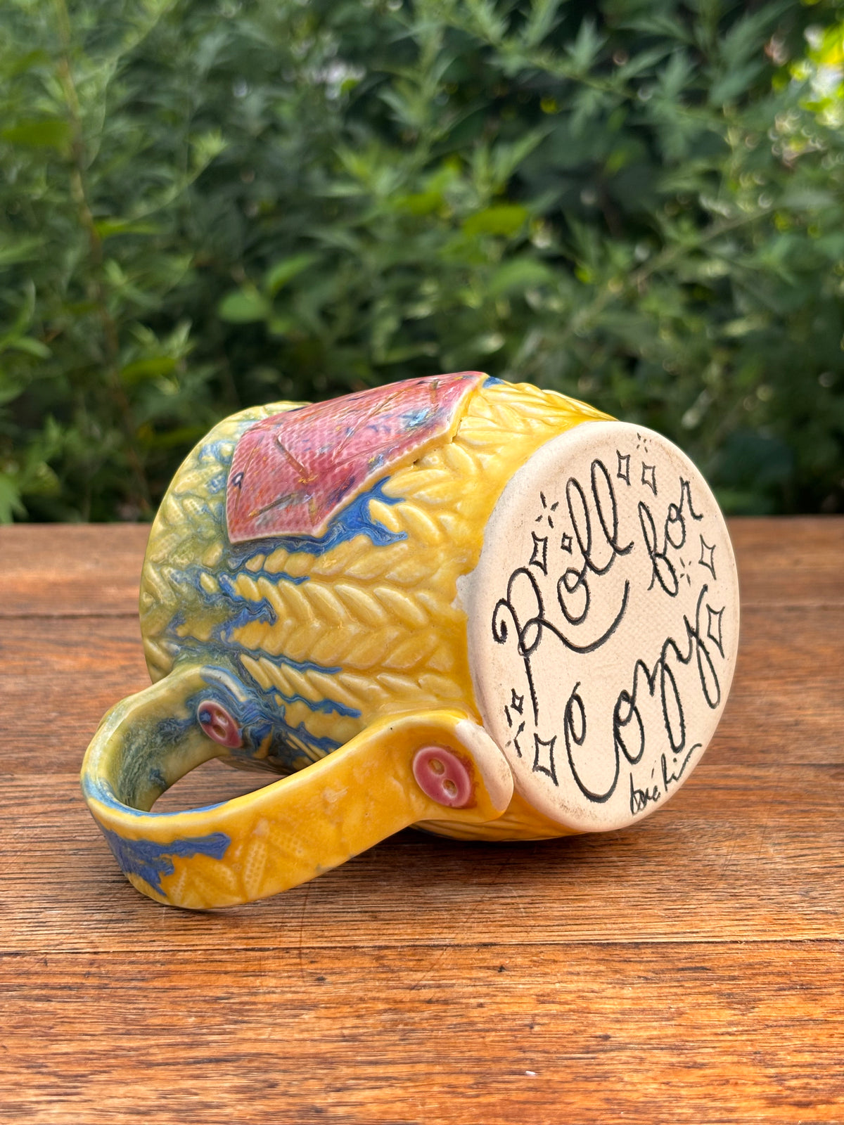 Yellow Knit Dice Mug
