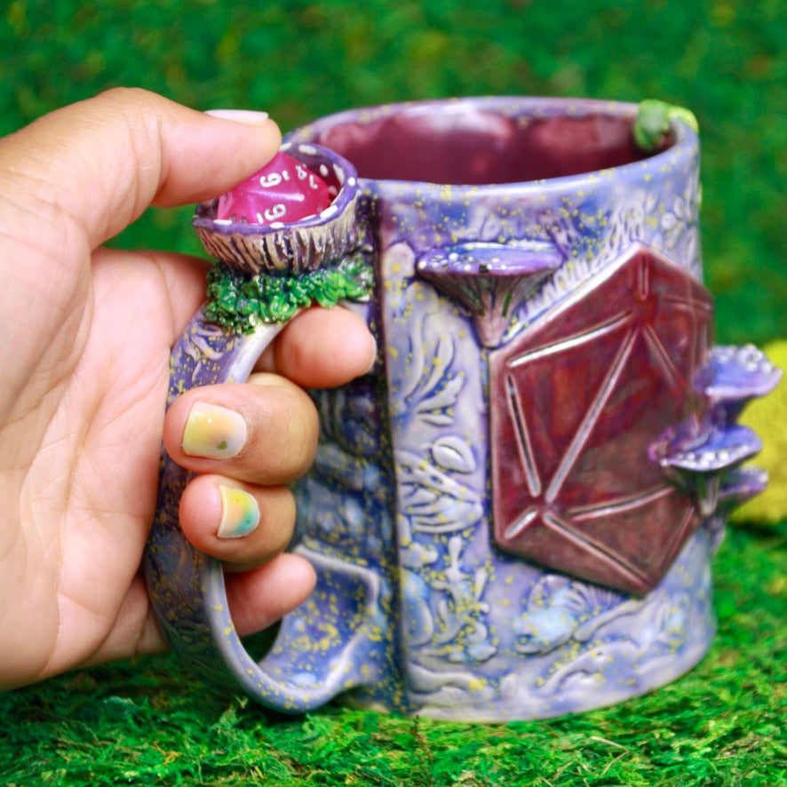 Purple Mushroom Dice Mug
