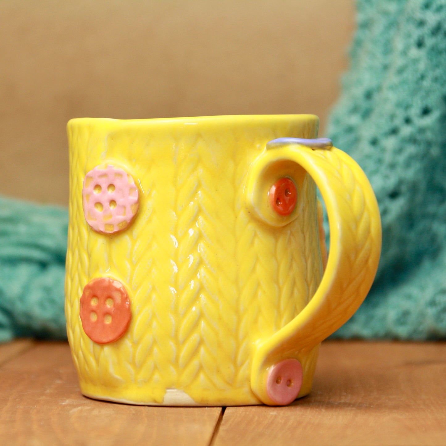 Yellow Knit Mug