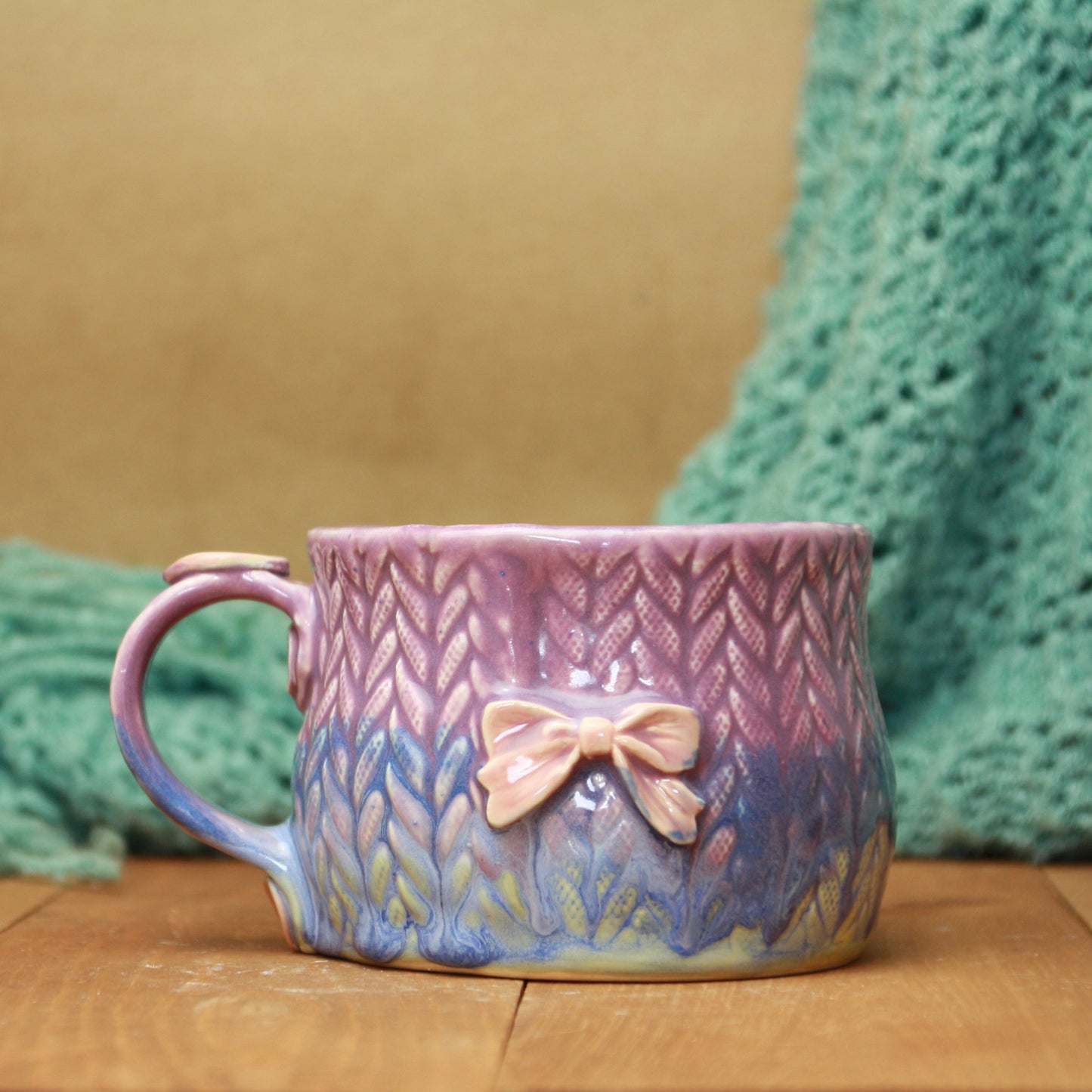 Lavender knit soup mug