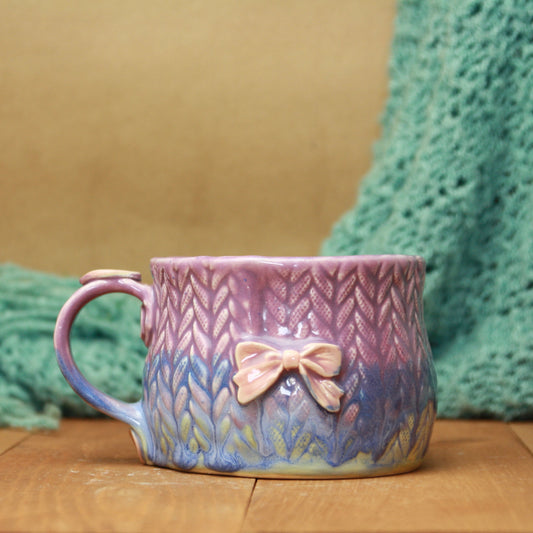 Lavender knit soup mug