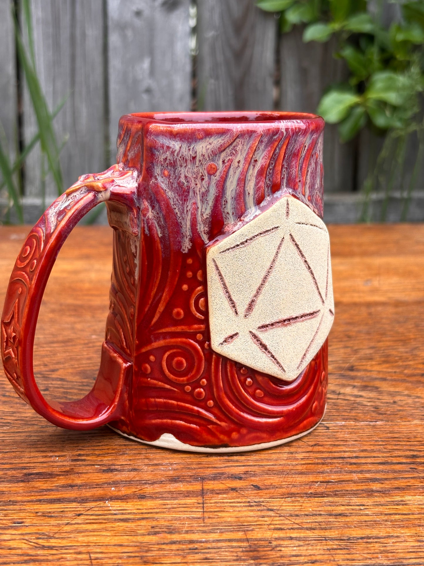 Red + white Dice Mug