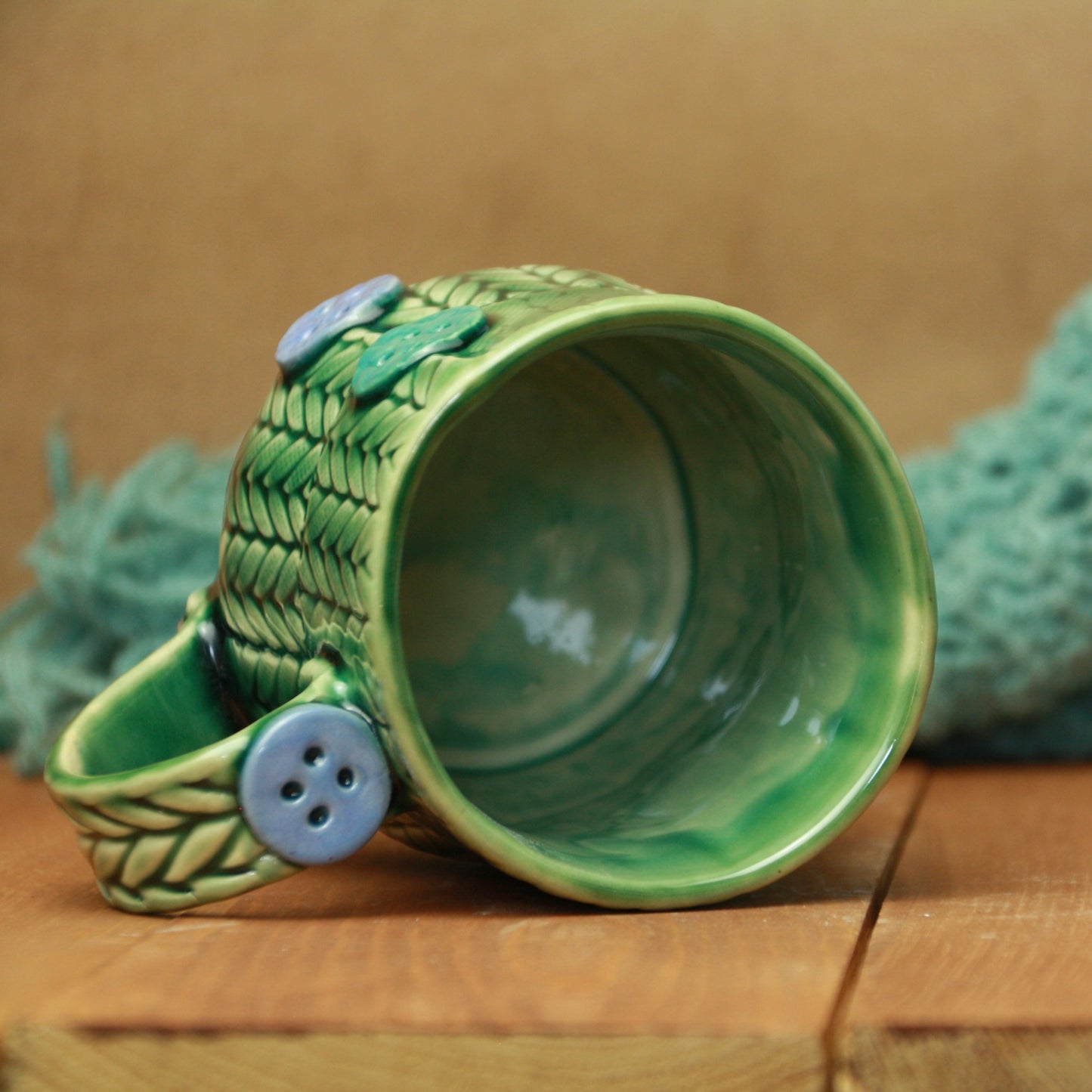 Blue and green Knit Mug