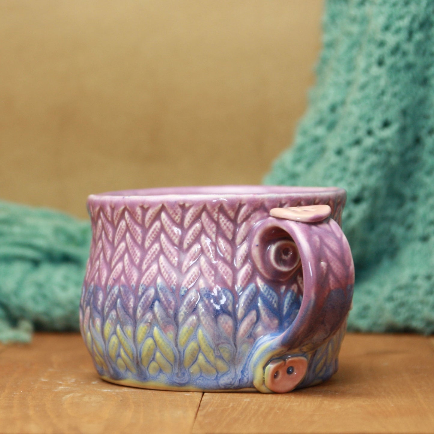 Lavender knit soup mug