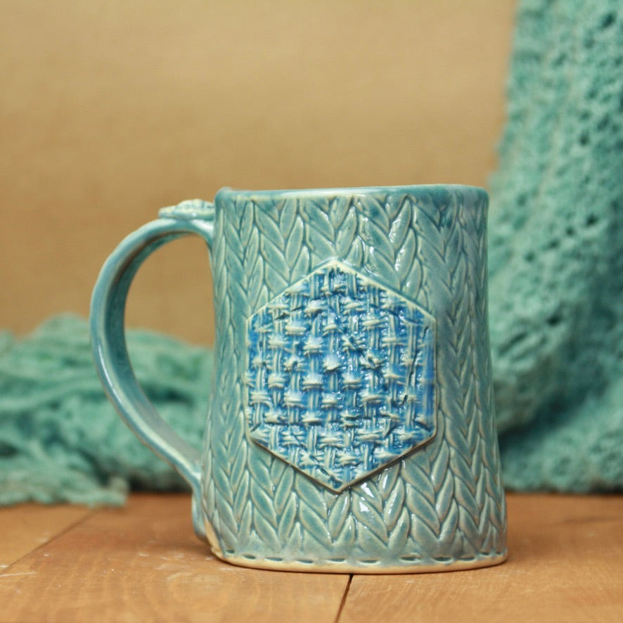 Blue Knit Mug