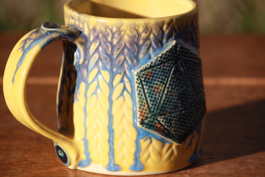 Yellow Knit Dice Mug