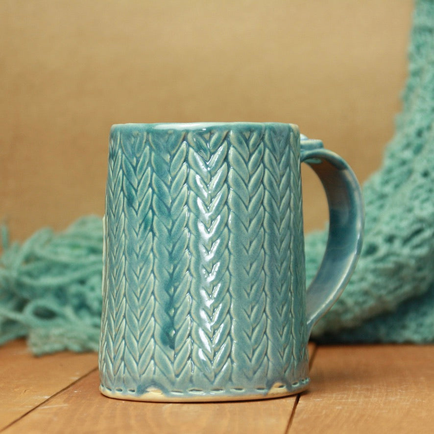 Blue Knit Mug