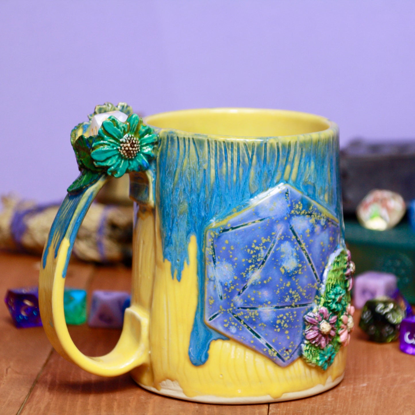 Whimsy Flower Dice Mug
