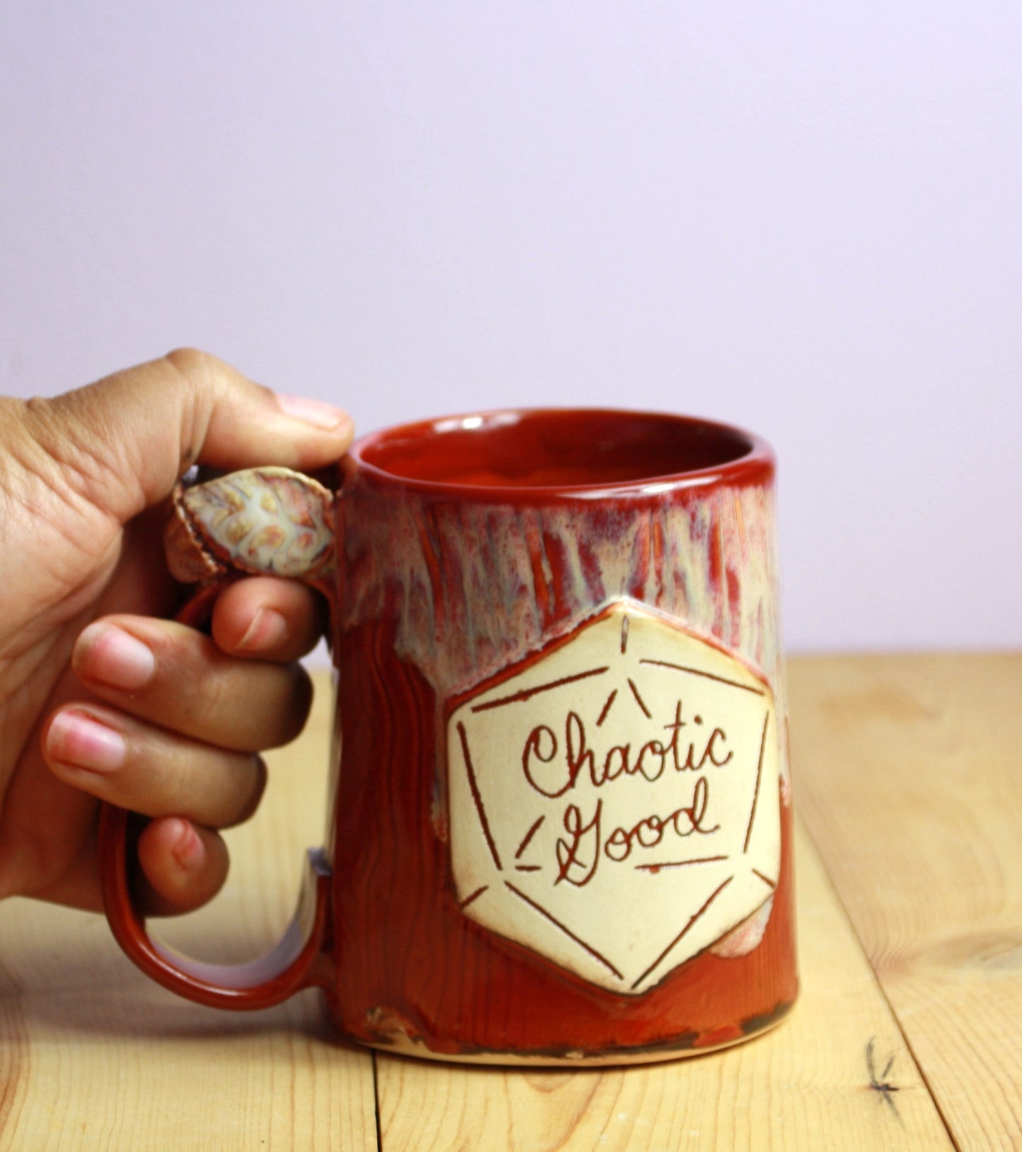 Red Chaotic Good Dice Fidget Mug