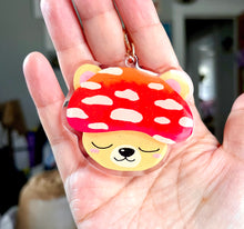 Load image into Gallery viewer, Mushroom Bear Glitter Acrylic Keychain
