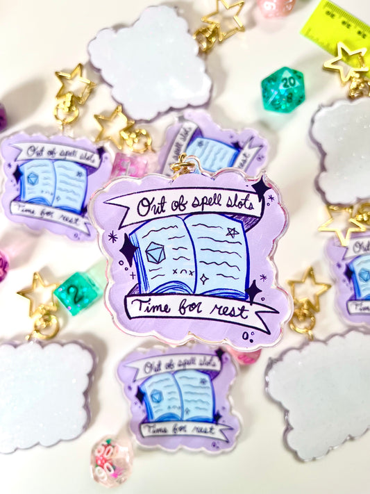 Out of Spell Slots Glitter Acrylic Keychain